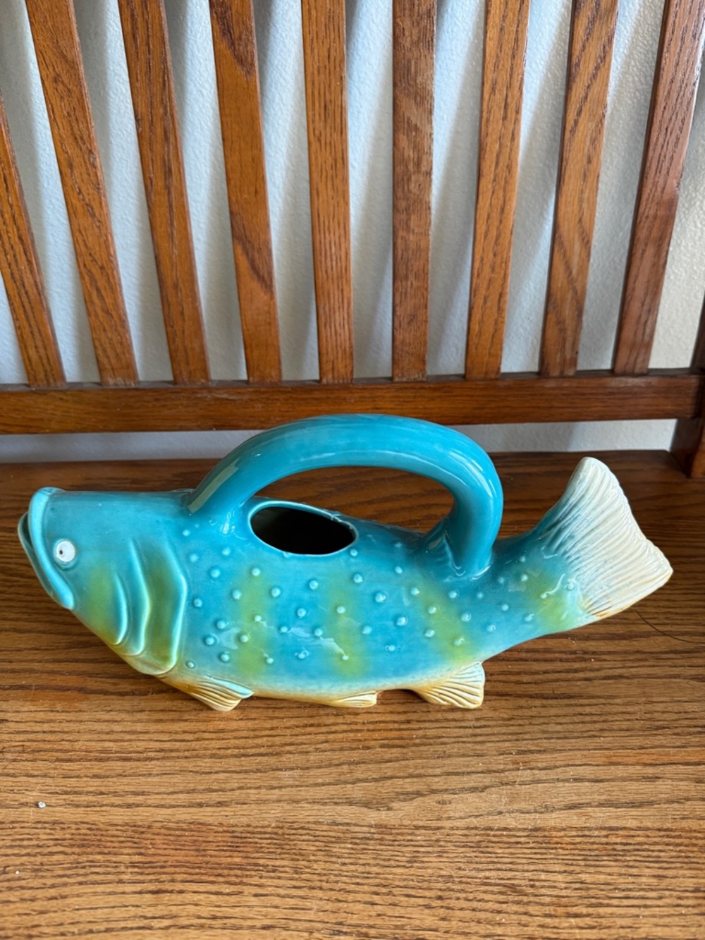 Ceramic Fish Watering Can - Turquoise/Green
